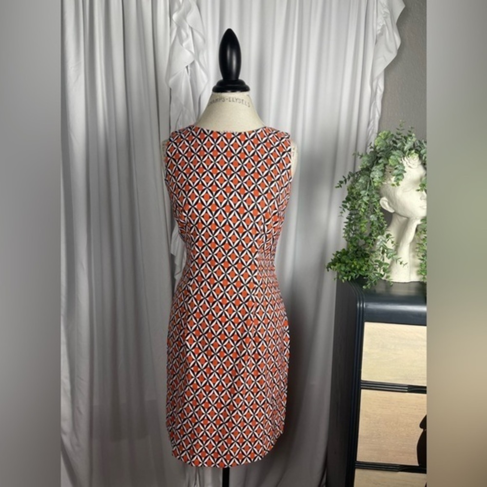 AGB Orange & Navy Pattern Sleeveless Sheath Dress Size 10